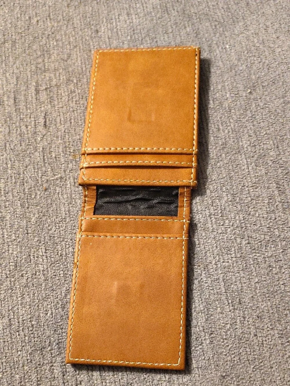 Leather Card Wallet with Dolphin Sun Logo - Tan